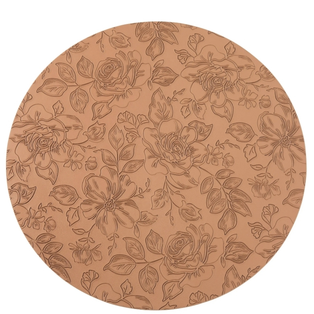 ❤️ 4 Pack Pioneer Woman Faux Leather  Floral Tan And Brown Placemat